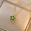 Collar de circonitas con flor de Bauhinia esmeralda 22