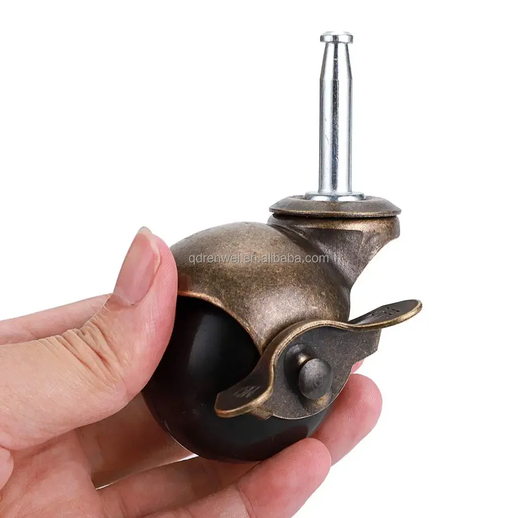 2" Ball Caster,Grip Neck Stem Caster With Brake And Sockets Vintage Antique Swivel Caster Wheel