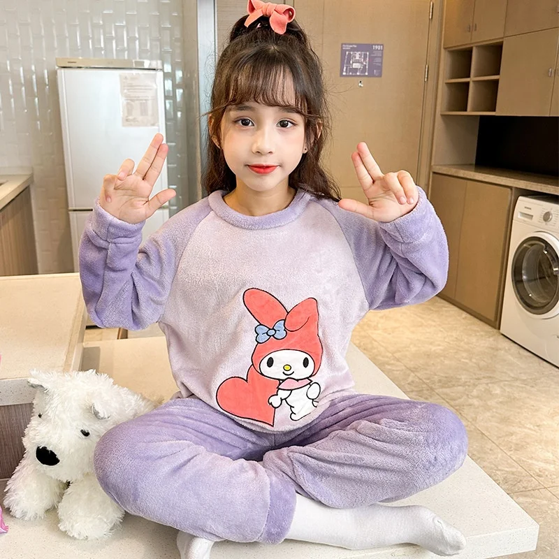 Hot Sale Animation Cinnamoroll Kuromi Children Pajamas Sanrioed Kawaii ...