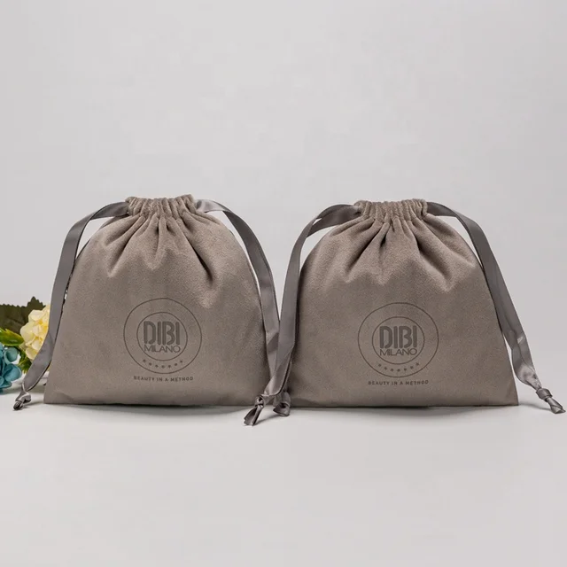 Custom Logo Printing Black Velvet Drawstring Jewelry Perfume Pouch Packaging Gift Velvet Dust Bag