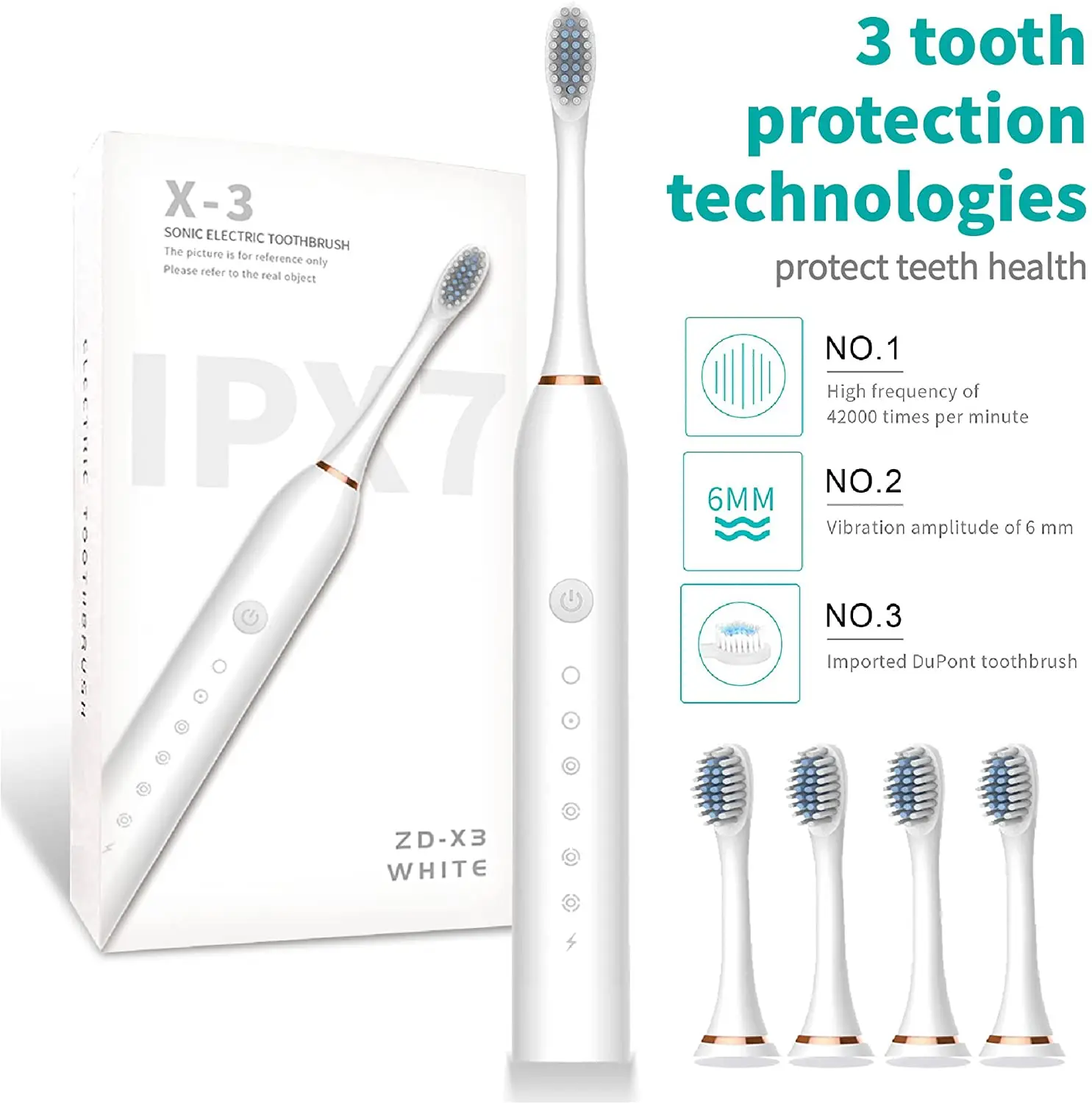 Electric Toothbrushes Usb Rechargeable Ultrasonic Tooth Brush With 4