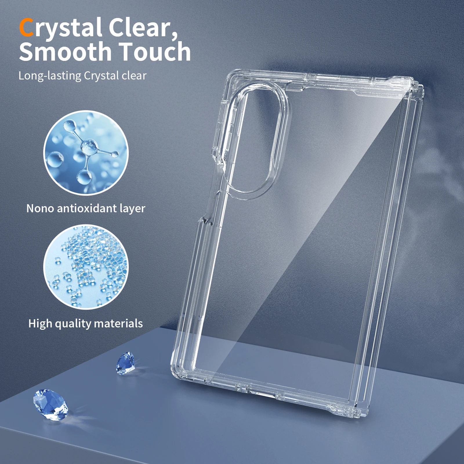 product laudtec case for samsung galaxy z fold 8 wide transparent tpu pc shockproof fold phone case-5