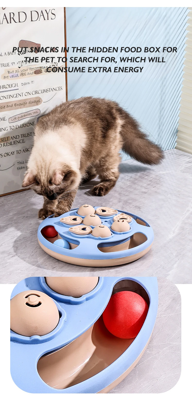 Hot Multifunctional Puzzle Cat Toy with Food Hiding Function Ball and Feather Interactive Toy for Cats and Dogs Pet Products factory