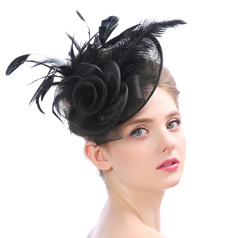 1678 Large Fascinator Hats For Women Church Sinamay Headband Clips Mesh Ladies Mesh Veil Sinamay Church Hats Elegant Fancy Women  main image 4