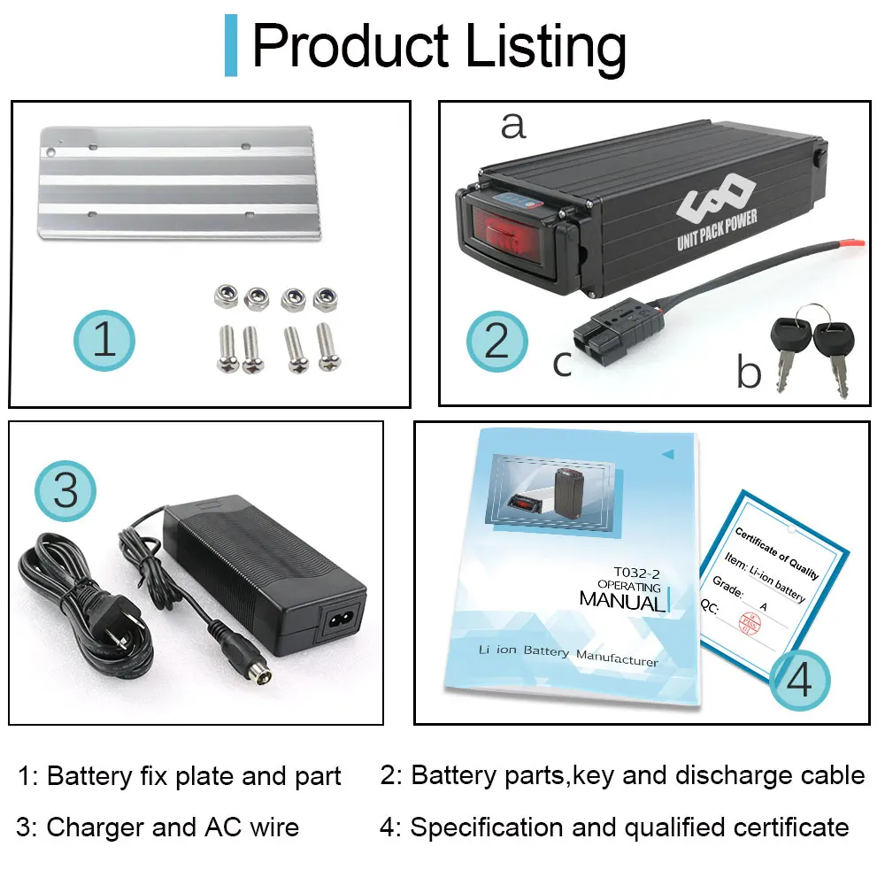 UPP задний стеллаж для выставки товаров T032-2 52V 20Ah литий-ионный аккумулятор подзарядка цилиндрическая самокат комплекта