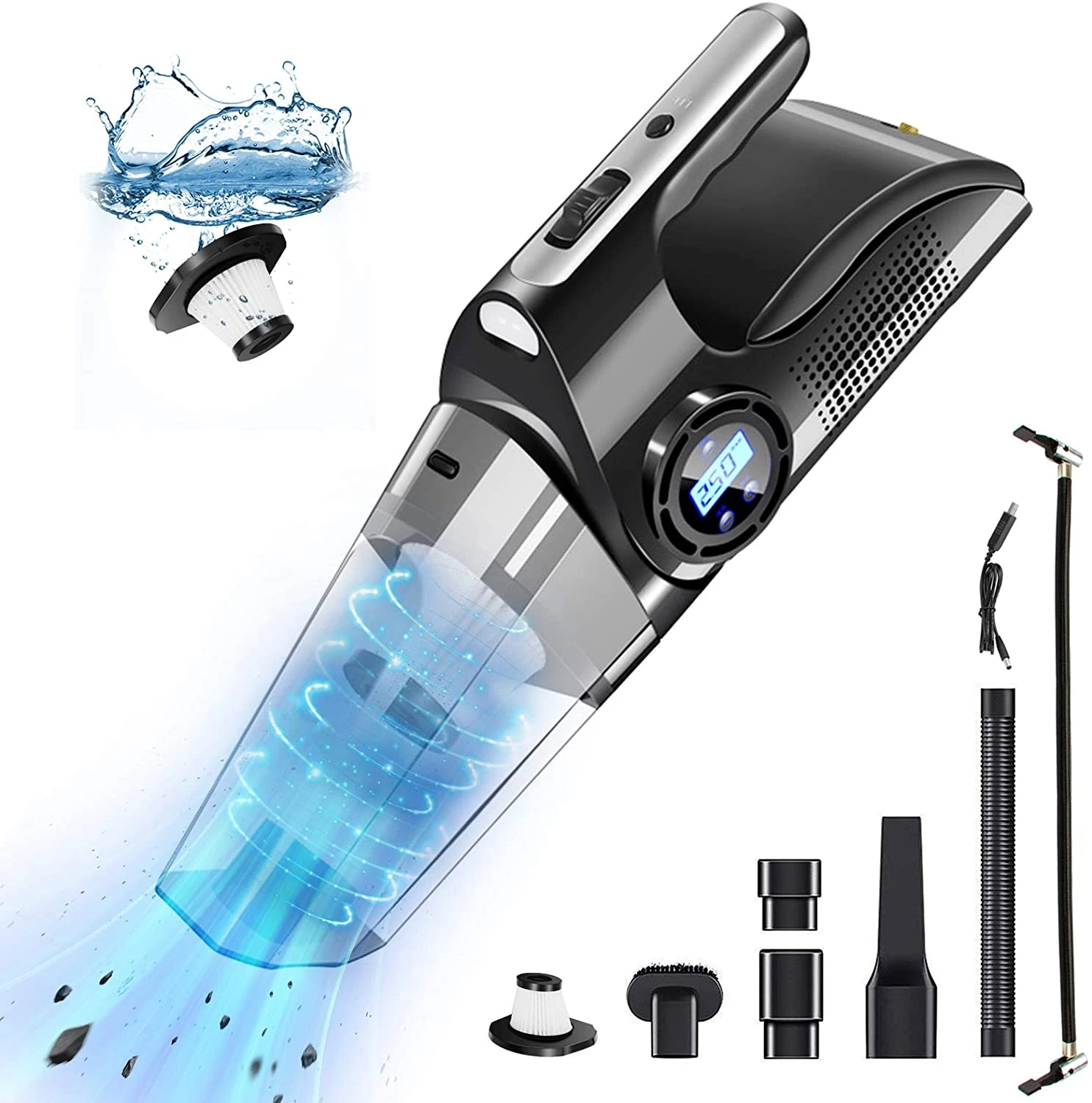 Wireless/wired Portable 120w 6000pa Powerful Multifunction 4 In 1 Car