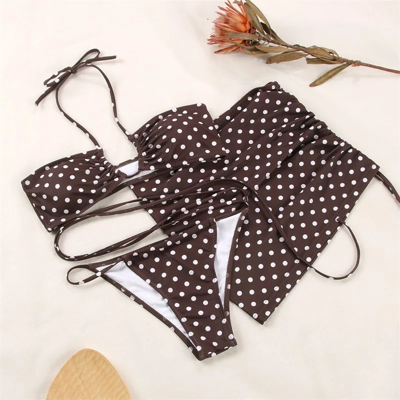 Low MOQ Custom Dot Printing Micro Sexy Bikinis Beachwear Low Waist Thong Bathing Suit Swimwear for Women