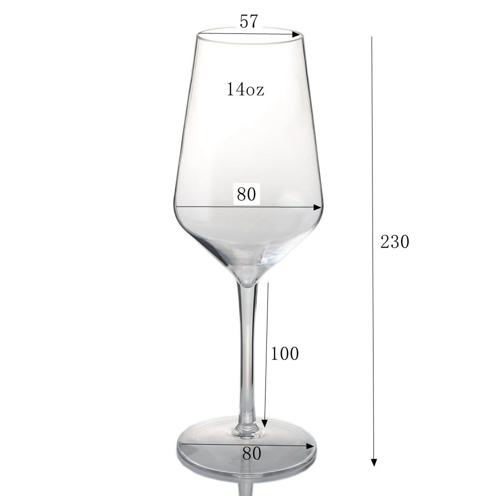 Dishwashersafe 14oz Unbreakable Stemmed Wine Glass Elegant Goblet Plastic Red Wine Glasses