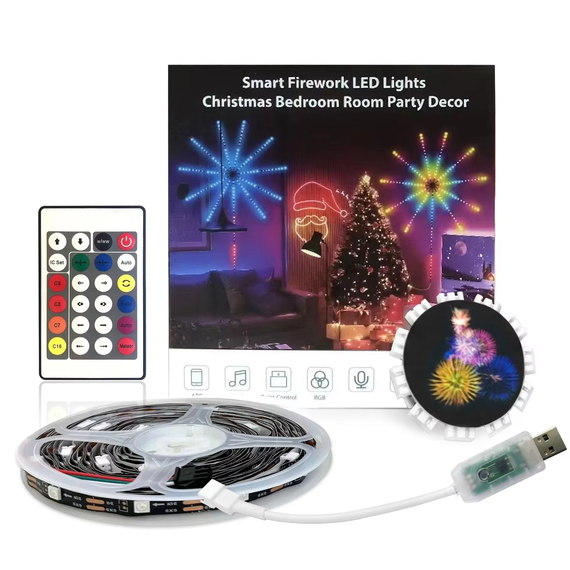 Flexible Intelligent LED Firework Lights Music-Enabled Remote Control for Christmas Parties Festivals Popular for Landscape