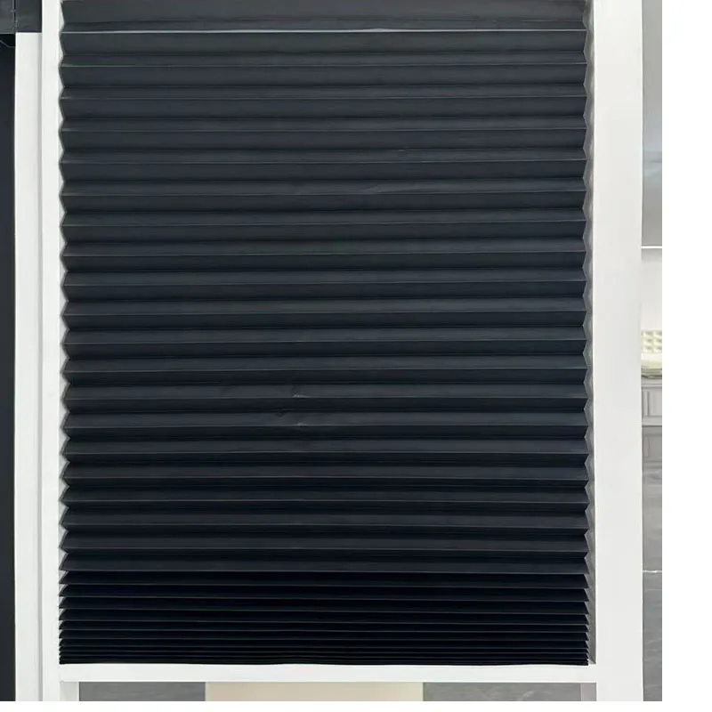 Built-In Simple Style Black Pleated Paper Shades for Everyday Use Temporary Household Installation