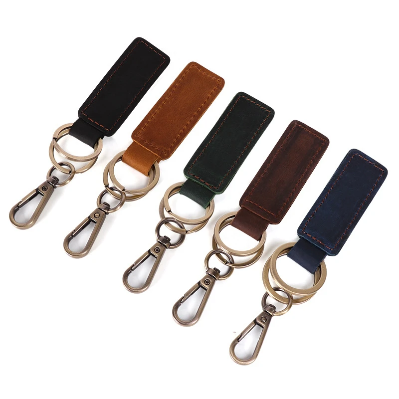 Aileder - Portachiavi in pelle per auto, con cinturino in pelle a forma di cavallo pazzo