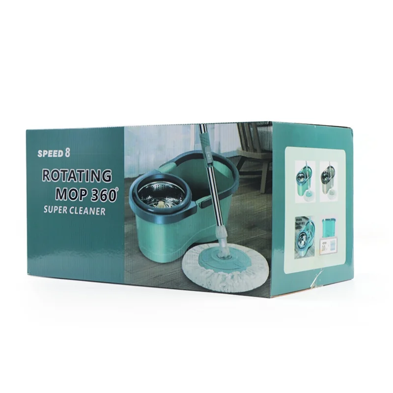 MSJ New Design Green Hand Free Mop High Quality Bucket Round Wet Dry Mop Light Weight Wife's Helper Spin Rotating Mop