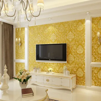 Hot selling 3d emboss pvc Self-adhesive non-woven Damascus wallpaper for Bedroom living room TV background luxury wallpaper