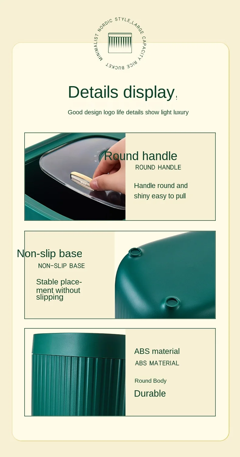 Plastic rice bucket sealed transparent pet storage barrels push-pull insect-proof moisture-proof rice storage box