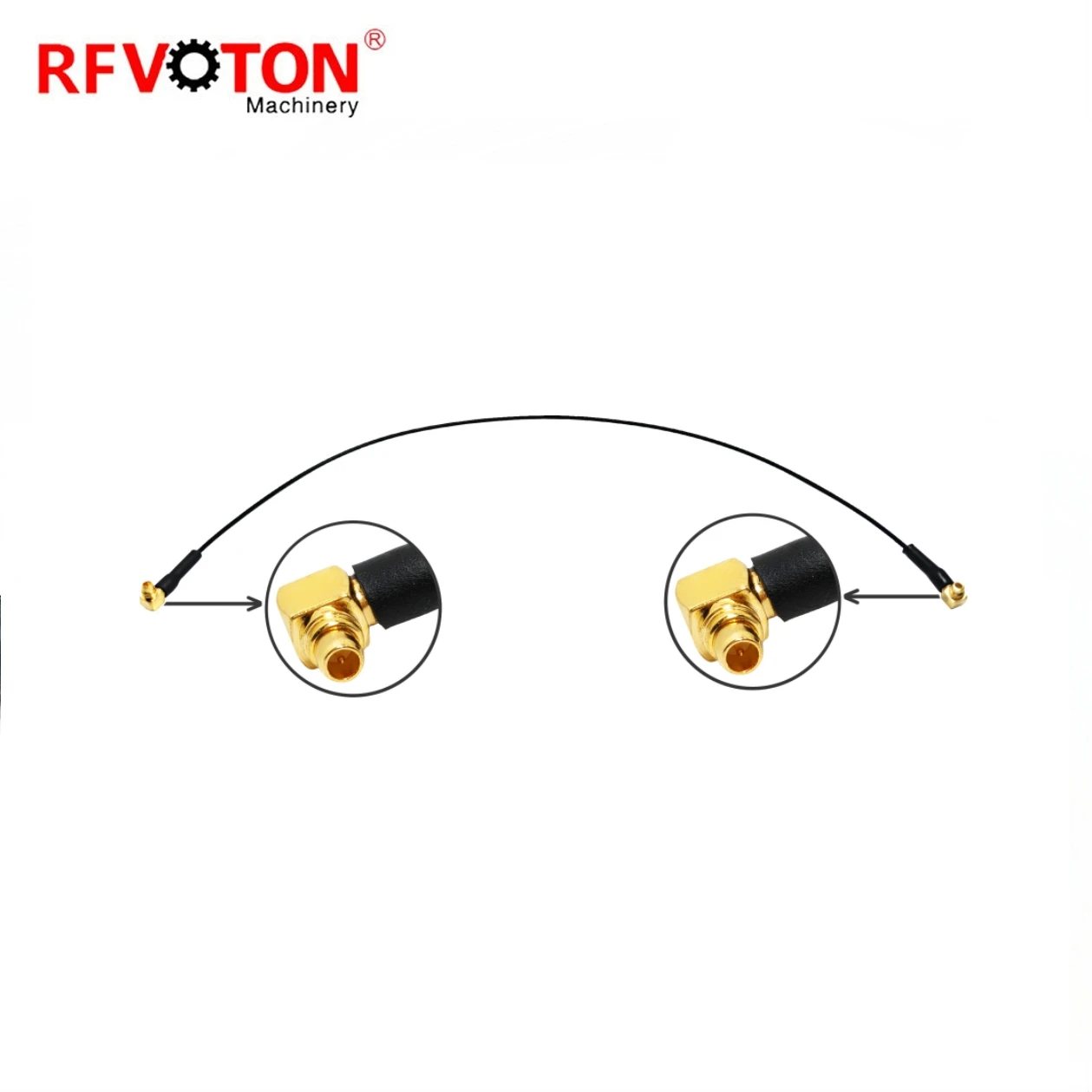 Fabriklieferant Adapter MMcx Männlich Rechter Winkel zu Mmcx Männlich Stecker 90-Grad Ellbogen für 1,13mm Sprungkabelmontage auf Lager RoHS