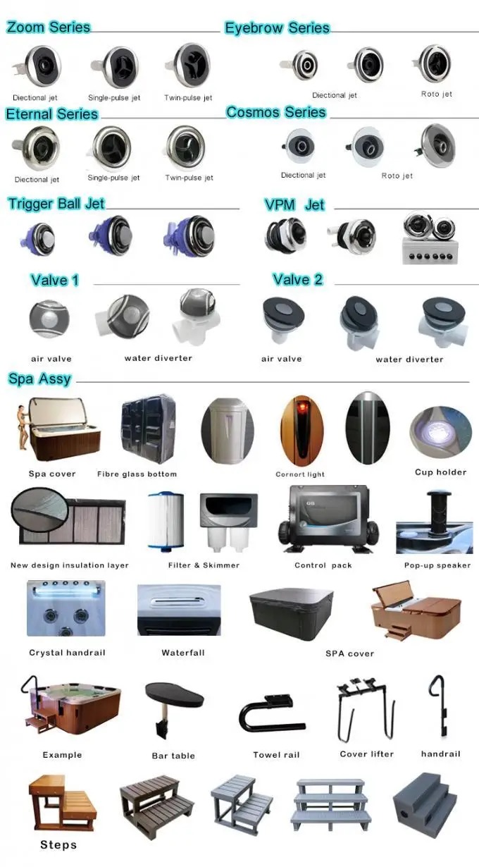 7 People Freestanding Hot Tub with 30 Jets and 1.9M Length for Outdoor Spas and Whirlpool
