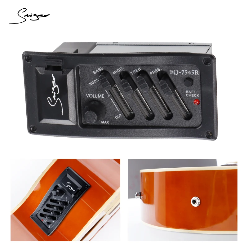 Pickup Chitarra Acustica Pickup Per Chitarra Acustica, Equalizzatore A 5 Bande Preamplificatore Per Chitarra Pickup Piezoelettrico Accordatore Con Microfono E Display Lcd Pick Up Per Chitarra Acustica - 2