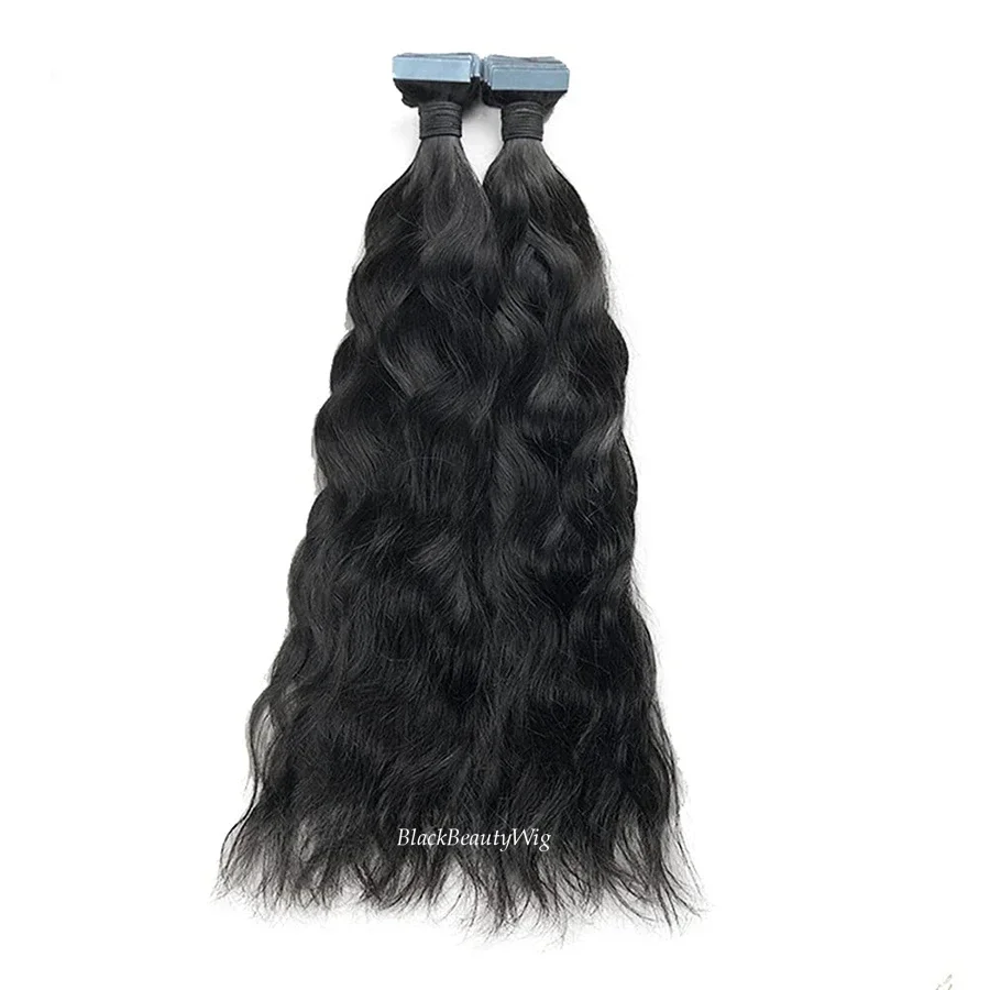 Brasilianisches Tape in Echthaar-Verlängerung, lang, natürlich gewellt, Skin Weft-Haar, selbstklebendes, unsichtbares Tape auf dem Haar, 10-30 Zoll, 40 Stück/100 g_voghion.com