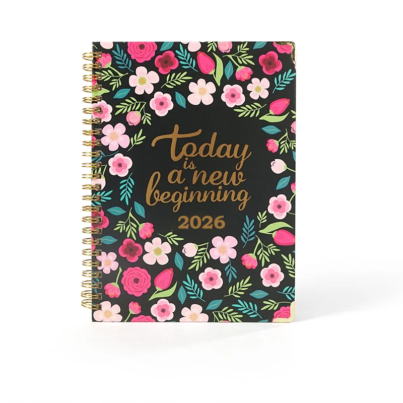 2026 Custom Daily Weekly Goals Planner Monthly Spiral Journal Agenda Hard Cover Notebook for Students School Supplies