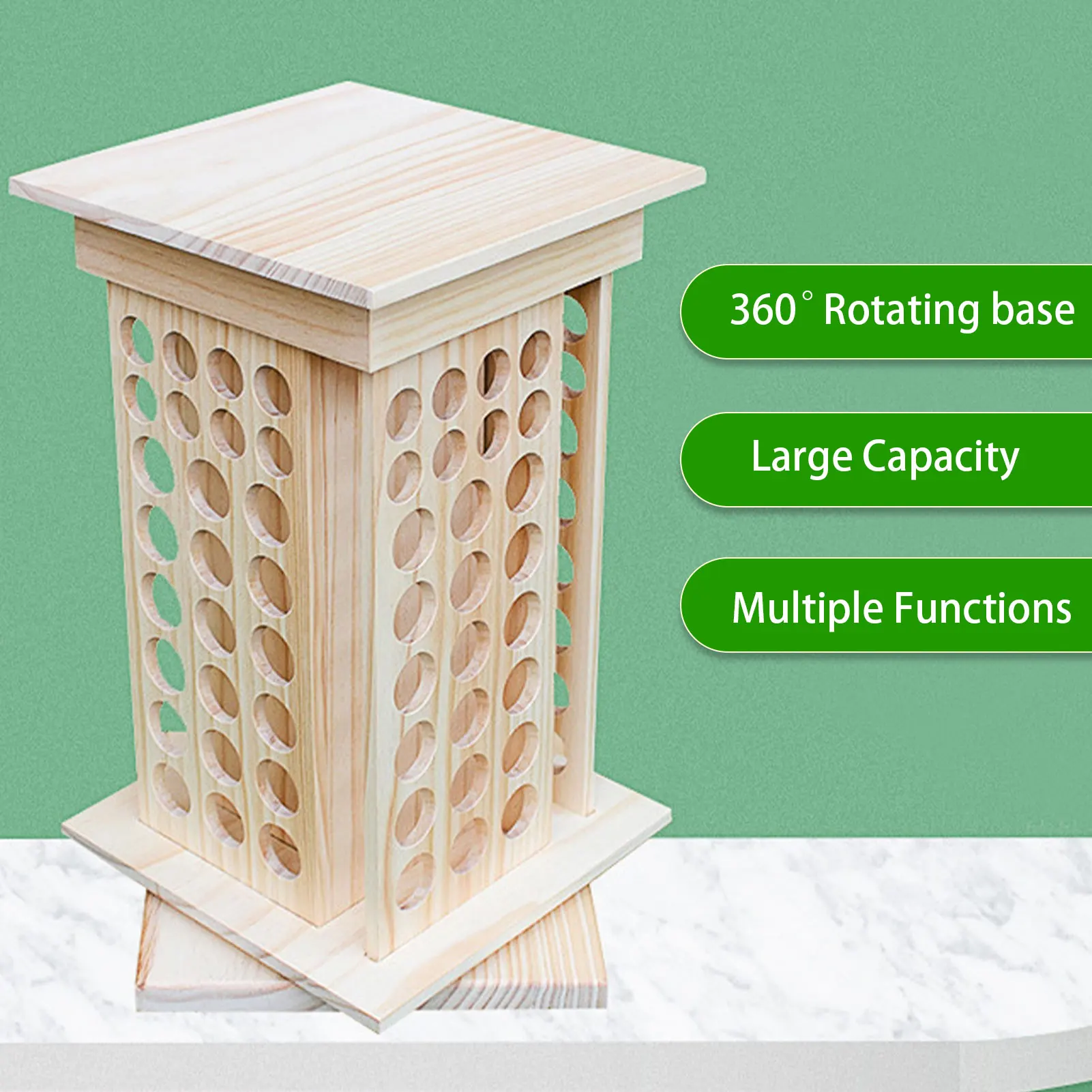 Essential Oils Organizer Storage Rack Wooden Rotating Essential Oil Rack 104 Slots Nail Polish Essential Oil Bottle Display Rack