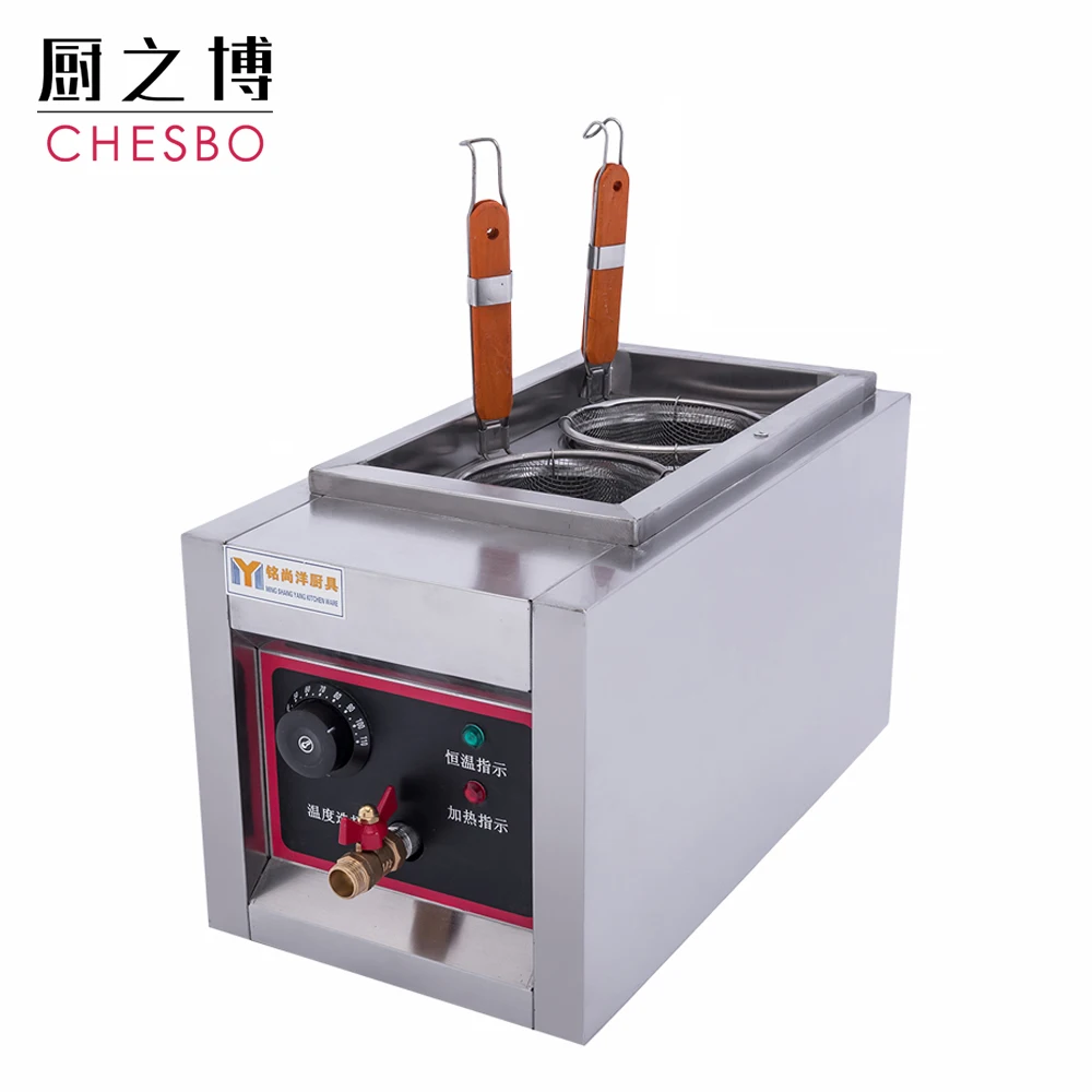 Commercial Use 2 Basket Counter Table Top Mini Electric Noodle Pasta Cooker for Restaurants Snack Bars Pedestrian Streets