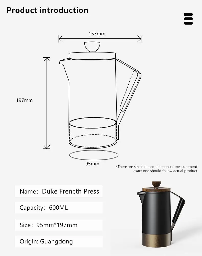 Dhpo Ceramic French Press Coffee Maker Maximum Flavor Coffee Brewer