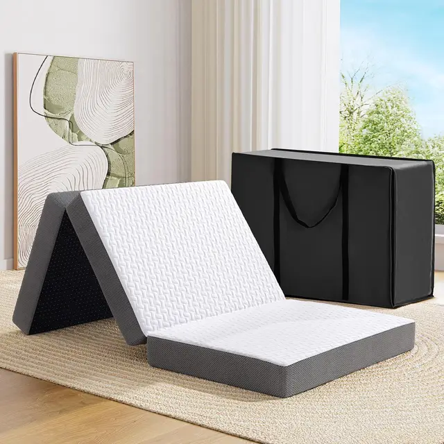 Wholesale Tri Folding Mattress Foldable Portable Foam mattress Memory Foam Folding Travel Camping Sofa Yoga Topper with Bag