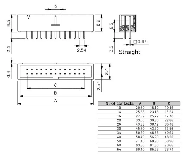 2.54mm 2x12 Pin 24 Pin Dc-24 Straight Male Shrouded Pcb Box Header Idc ...