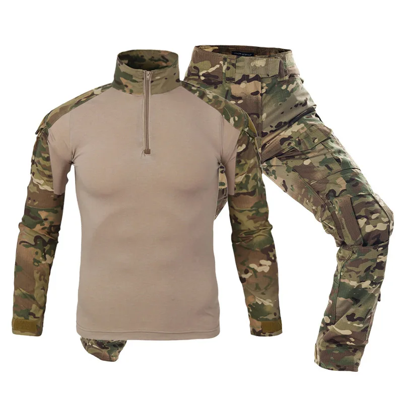 QIYUANT Sportset voor kinderen, jas en broek, tactische kleding, fleece, airsoft, militair, camouflage, winter, vecht, wandelen, jacht, camping, voor jongens en meisjes, CP / jas broek, 140 cm