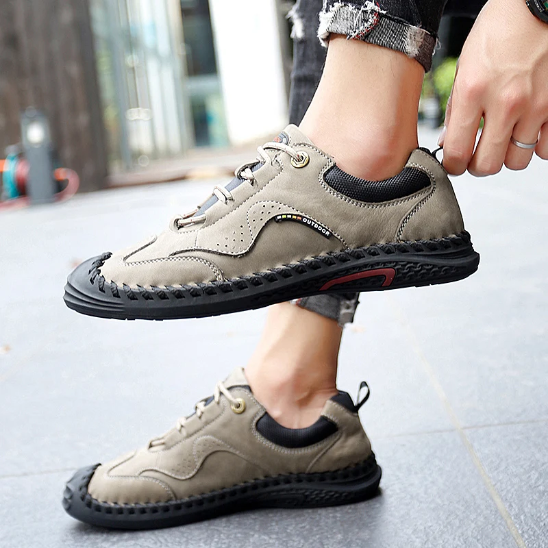 Men's Loafers Luxury Handmade Genuine Leather Casual Shoes Slip-on Men's Flats Moccasins Walking Style Driving Shoes Male