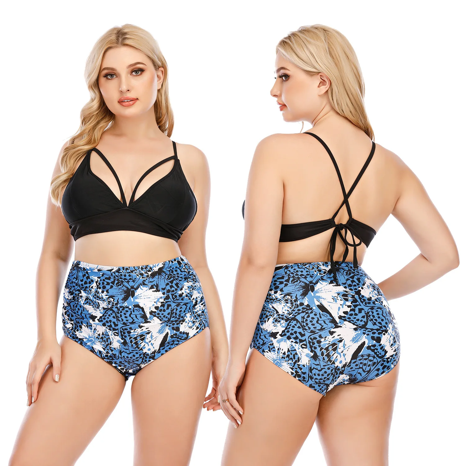 Factory Custom OEM Recycled Fabric Tube Top Plus Size Bikini Plastic Ring Decorate Bandeau Swimsuit Custom Swimwear for Women
