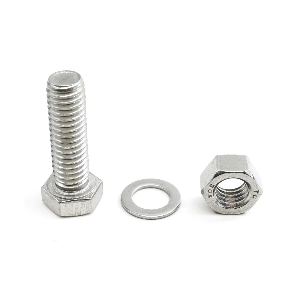 Factory Stock Custom M3 M5 M6 M8 M10 M12 M16 Stainless Steel A2 A4 DIN931 Hex Nut and Bolt Manufacturers With Washer