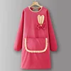 Rose RedLZ807Corduroy long sleeve rabbit ears pocket lace