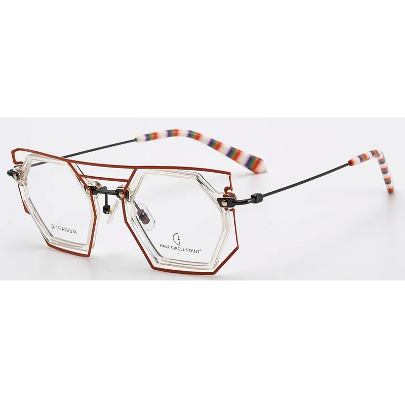 High Quality Titanium Optical Eyeglass Frames Luxury Hexagonal Metal Glasses Frame Stylish Fashion High End Design