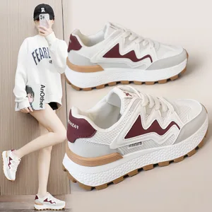 J6117 Wholesale Women's White Casual Sneakers Platform Flats Casual Ladies Walking Style Shoes
