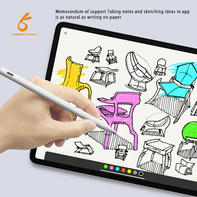Custom Universal Metal Tablet Stylus Capacitive Active Touch S Pen with Palm Rejection for Apple iPad Screen