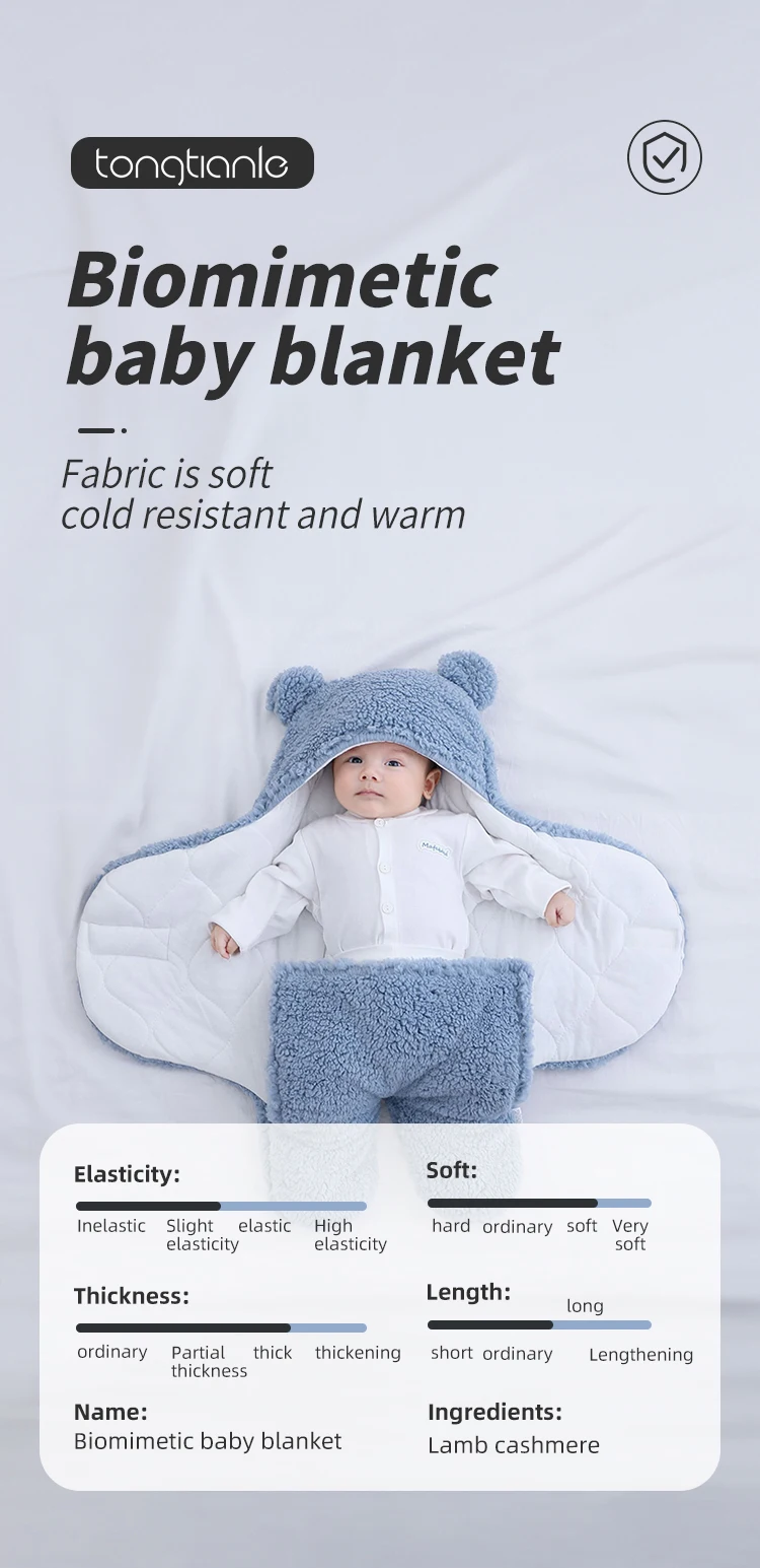 Winter Lamb Fleece Baby Swaddle Wrap Newborn Blanket 06/03months Anti