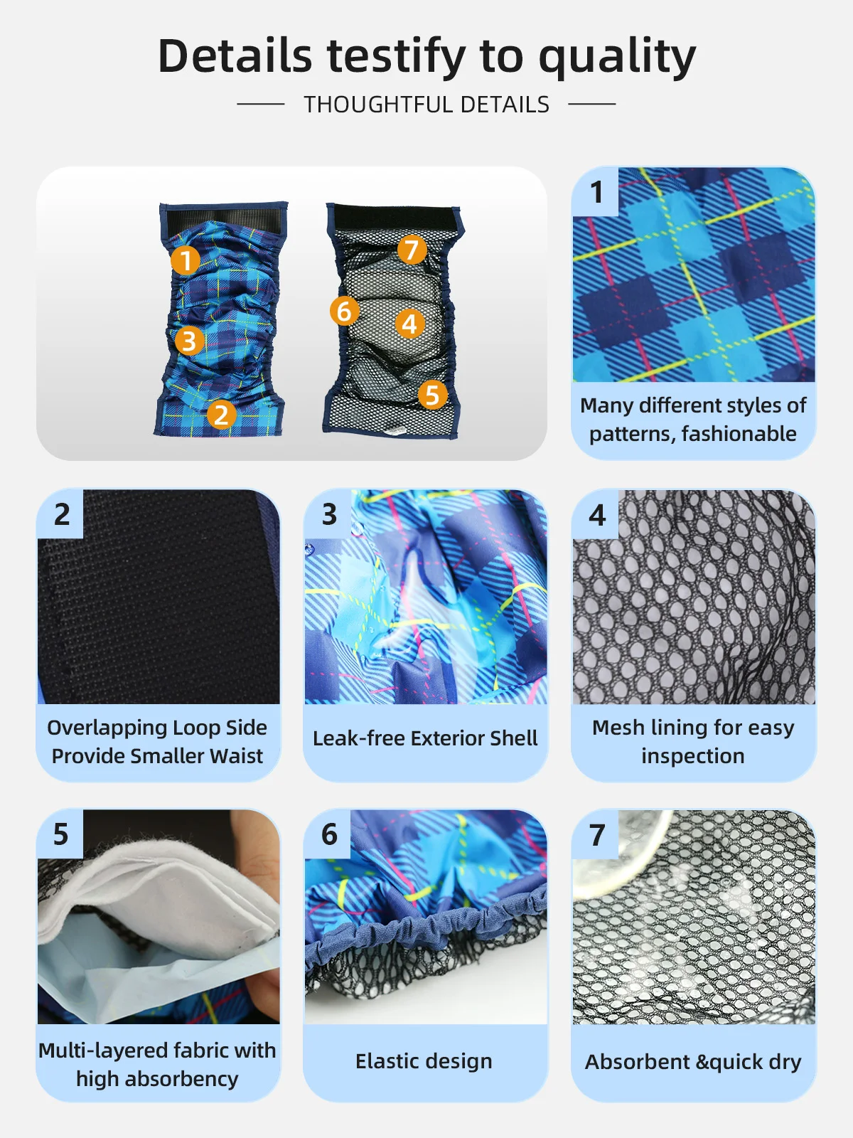 Wholesale Washable Wrap Diapers Dog Belly Band Flat Wrap Dog Diapers f - product detail 4