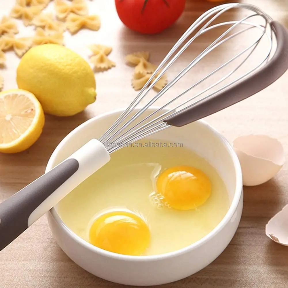 Manual Stainless Steel Egg Whisk With Silicone Scraper Buy Egg Whisk