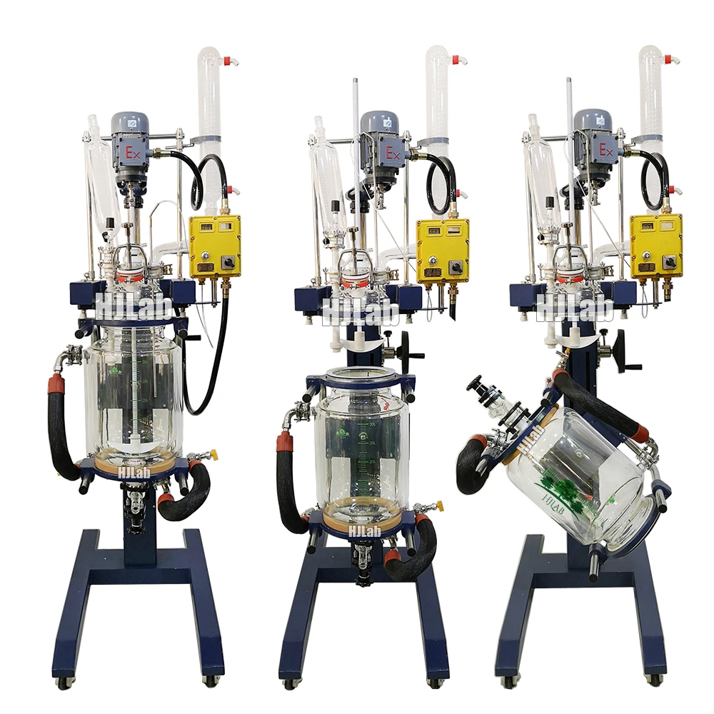 Pilot Plant Jacketed Reactor with Rotation and Lifting Dual Condenser Glass Reaction Systems