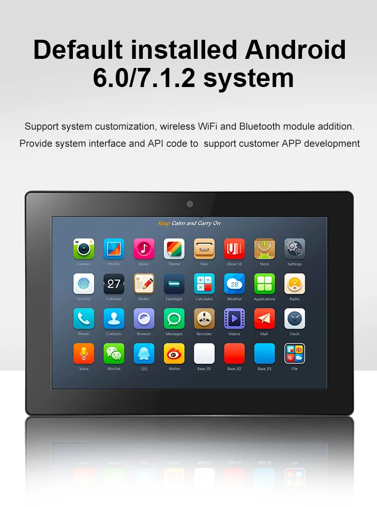 10.1 Inch IP65 Pure Flat Industrial Capacitive Android All-in-One PC with RK3288 CPU 2G RAM 16G EMCC AMD Processor