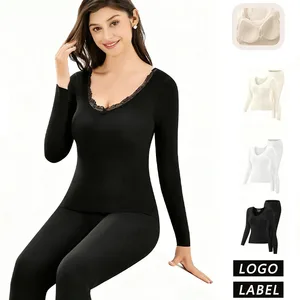 OEMODMHigh Quality Autumn Winter NoTrace Lace Thermal Underwear  Women's Comfortable Casual Slimming Coldproof Bottom Shirt Suit