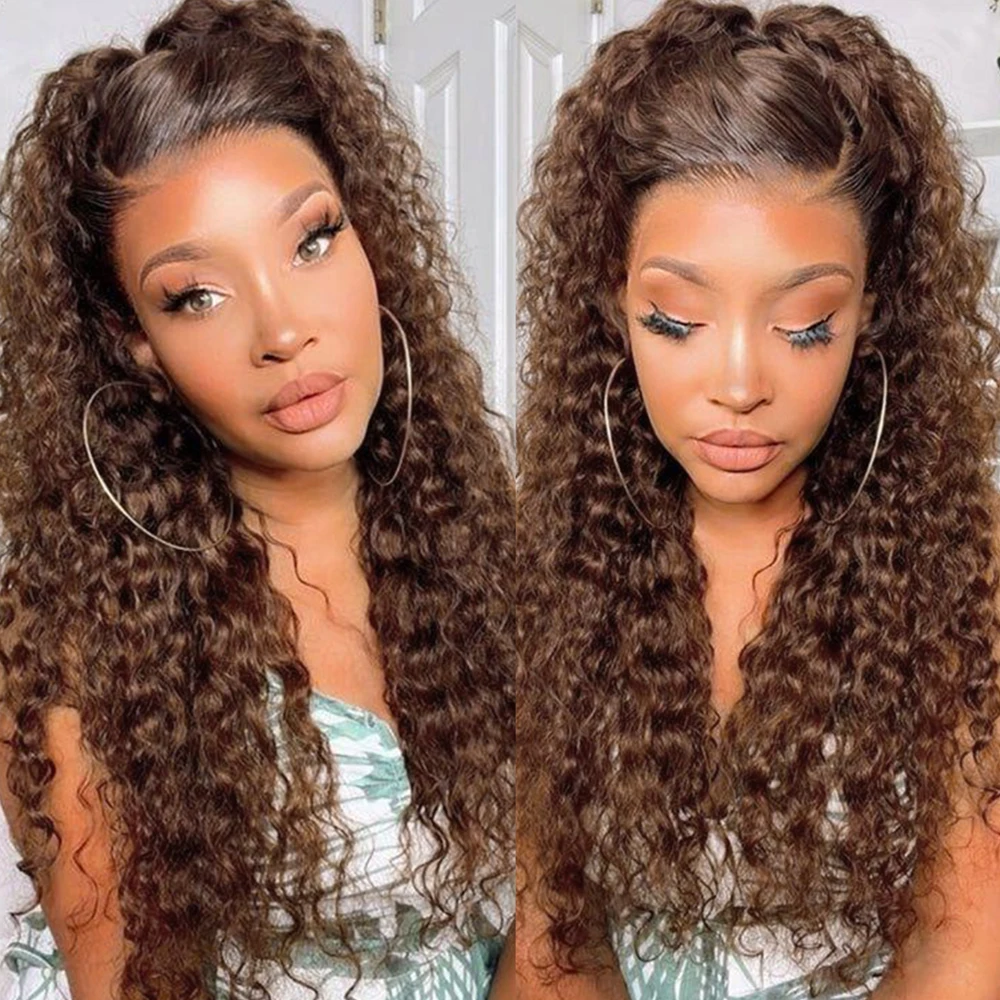 Chocolate Brown Wet and Wavy Lace Front Wig - Meikeiko display picture 3