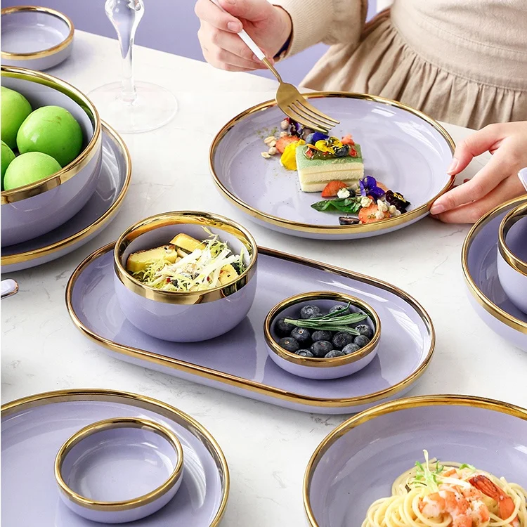 Nordic Phnom Penh Simple Ceramic Tableware Set Light Luxury Dinnerware Plate Dish Bowl Chopstick Spoon