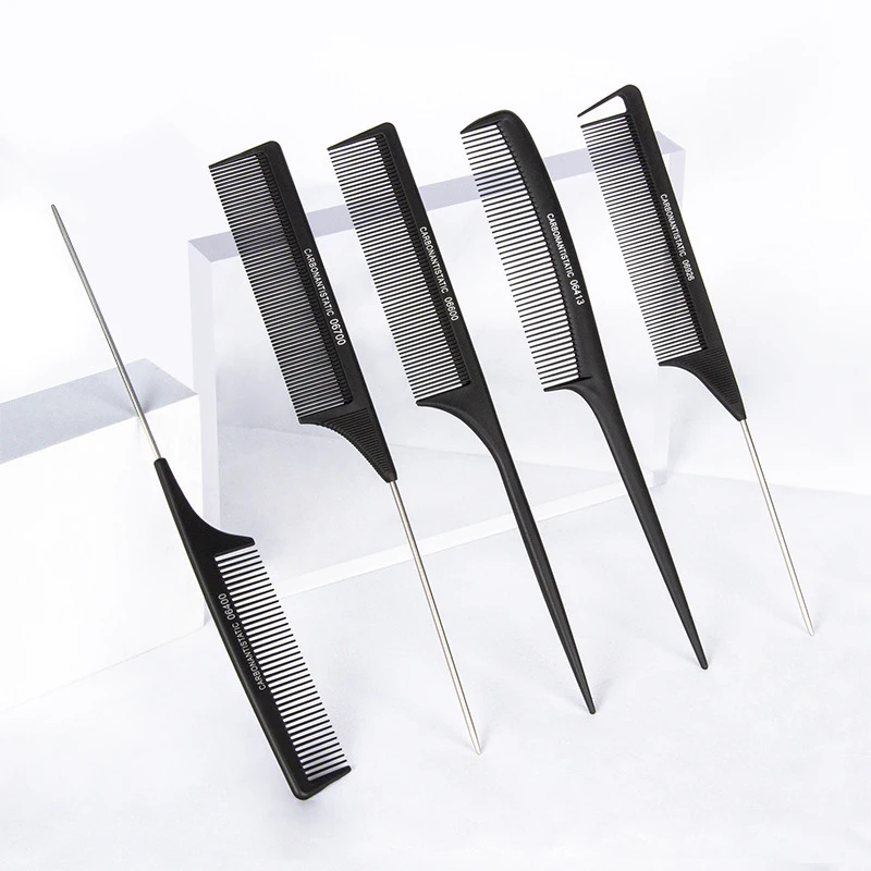 Fine Tooth Rat Tail Comb with Metal for Barber Ali Express Customized Hair Salon Plastic Carbon Comb Acceptable Private Label