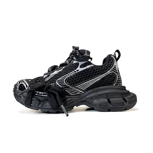 2026 New Designer Children's Shoes Trendy Strap Design Top Mesh Leather Panels Soft Sole Trunky Sneakers for Kids Boys Unisex