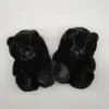 Black Plush Teddy Bear Slipper