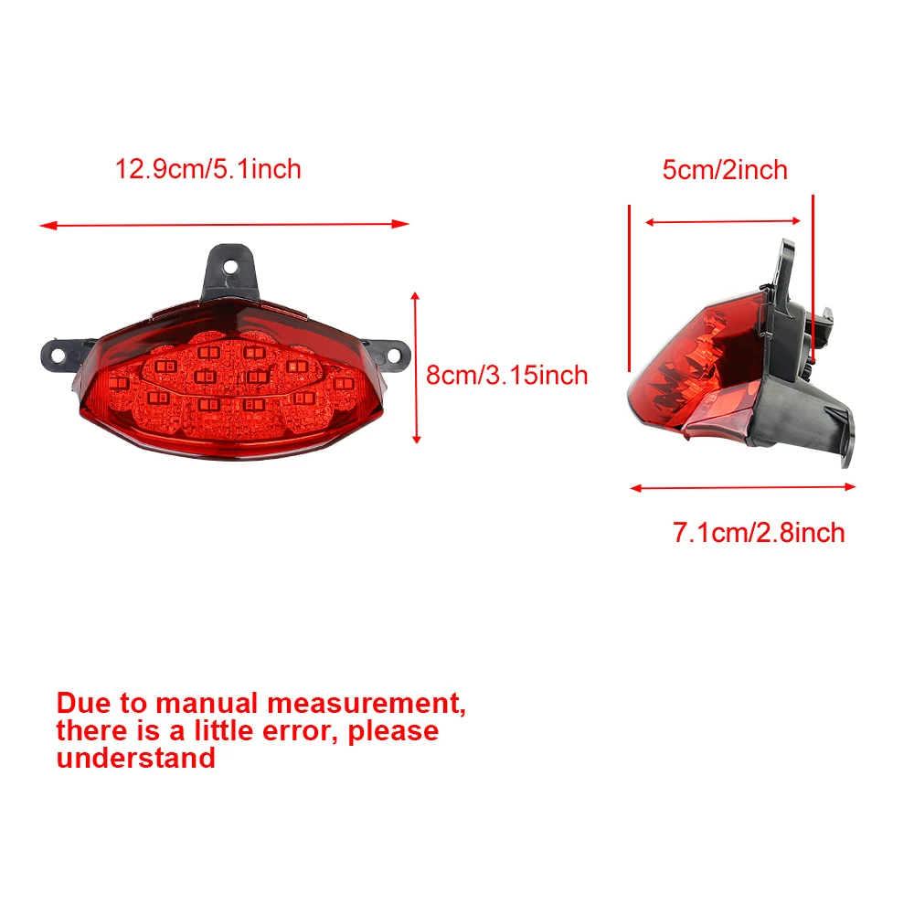 Red Lens Motorcycle LED Rear Brake Tail Light Turn Signal Lamps For 125 200 250 390 2013-2016