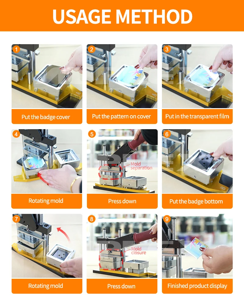 Square Magnetic Badge Maker Machine Name Badges Print Pin Machine Badge Cutter Machine