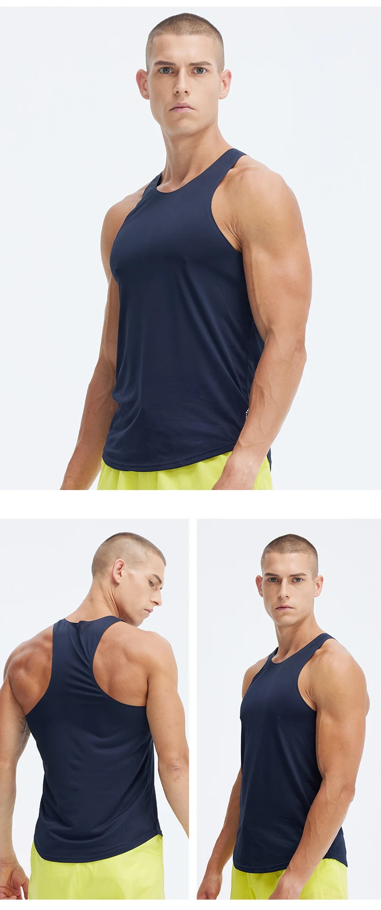 Men Outdoor Athletic Joggering Tops 100 Polyester High Elastic Vests